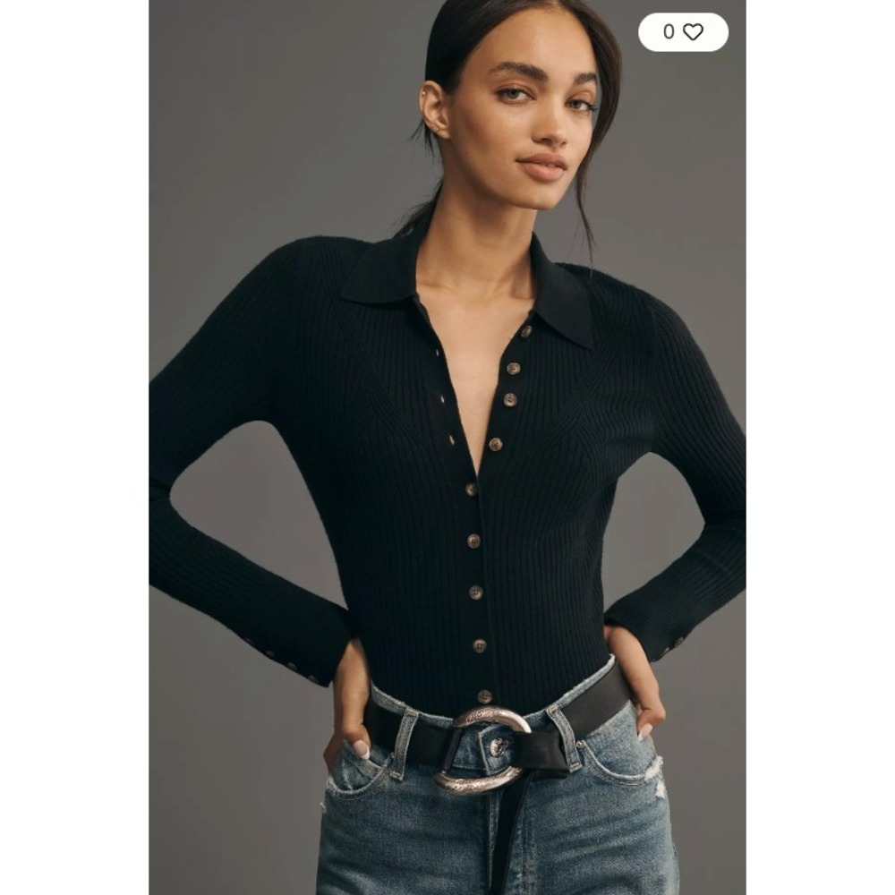 PAIGE Jayde Collared Buttondown Cardigan Ribbed Knit Small Cuff Detail - Picture 1 of 9